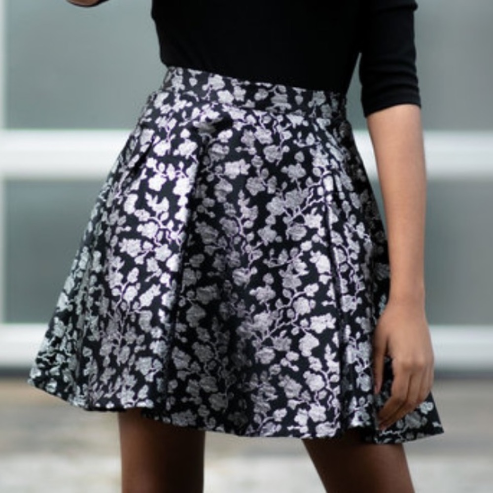Gianni Bini Metallic Midnight Print Skirt